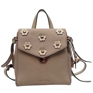 Michael Kors Bristol Small Leather Backpack Floral Appliqué Blush Pink READ